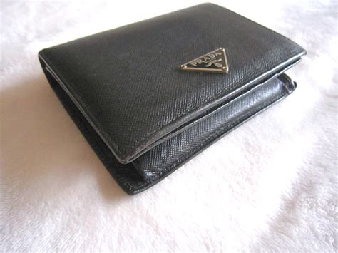 prada saffiano black leather wallet|authentic prada wallet.